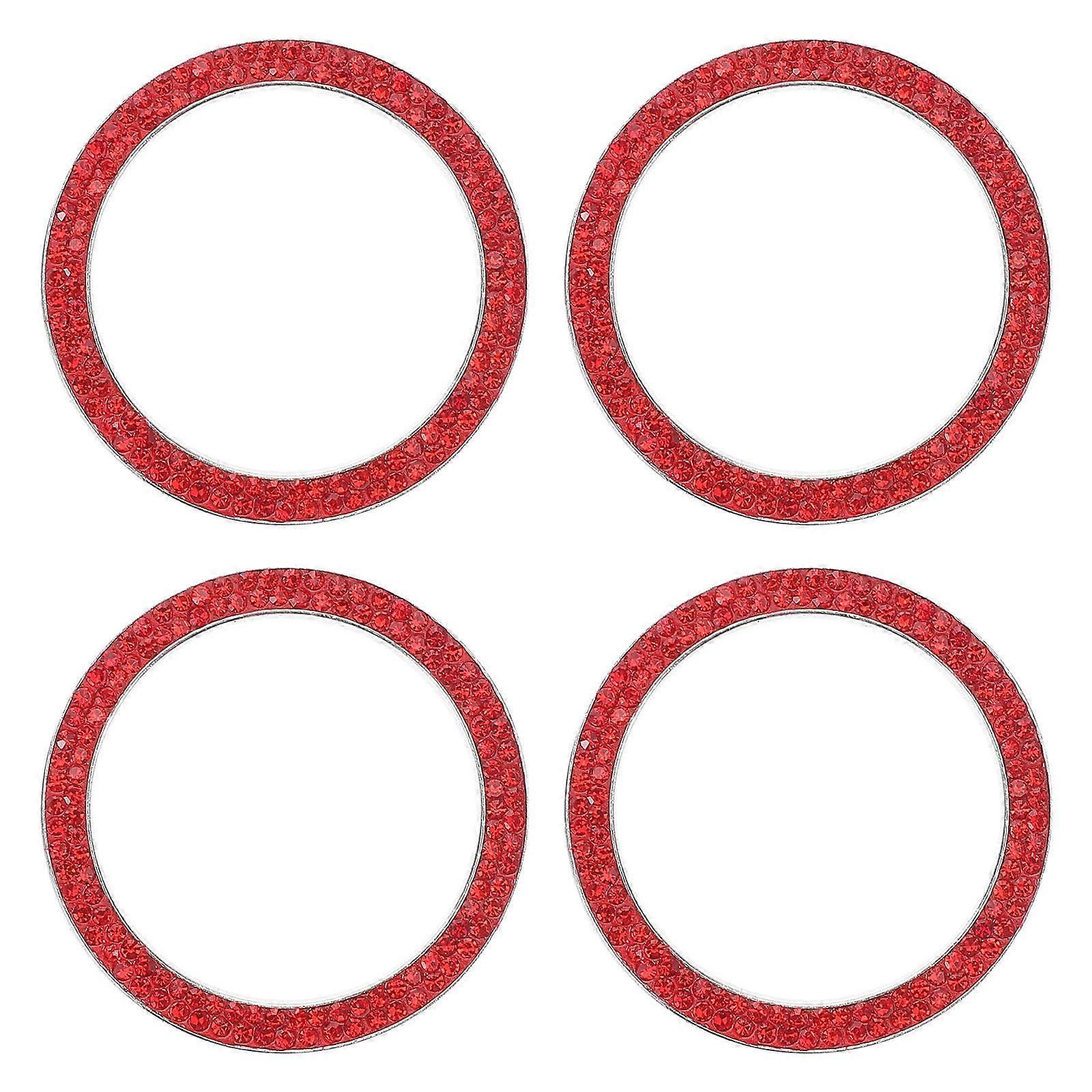 Universal Fitment Rhinestone Push Start Button Cover 20Pcs Car Interior Accessories Easy Installation Red Color 1.2Inch