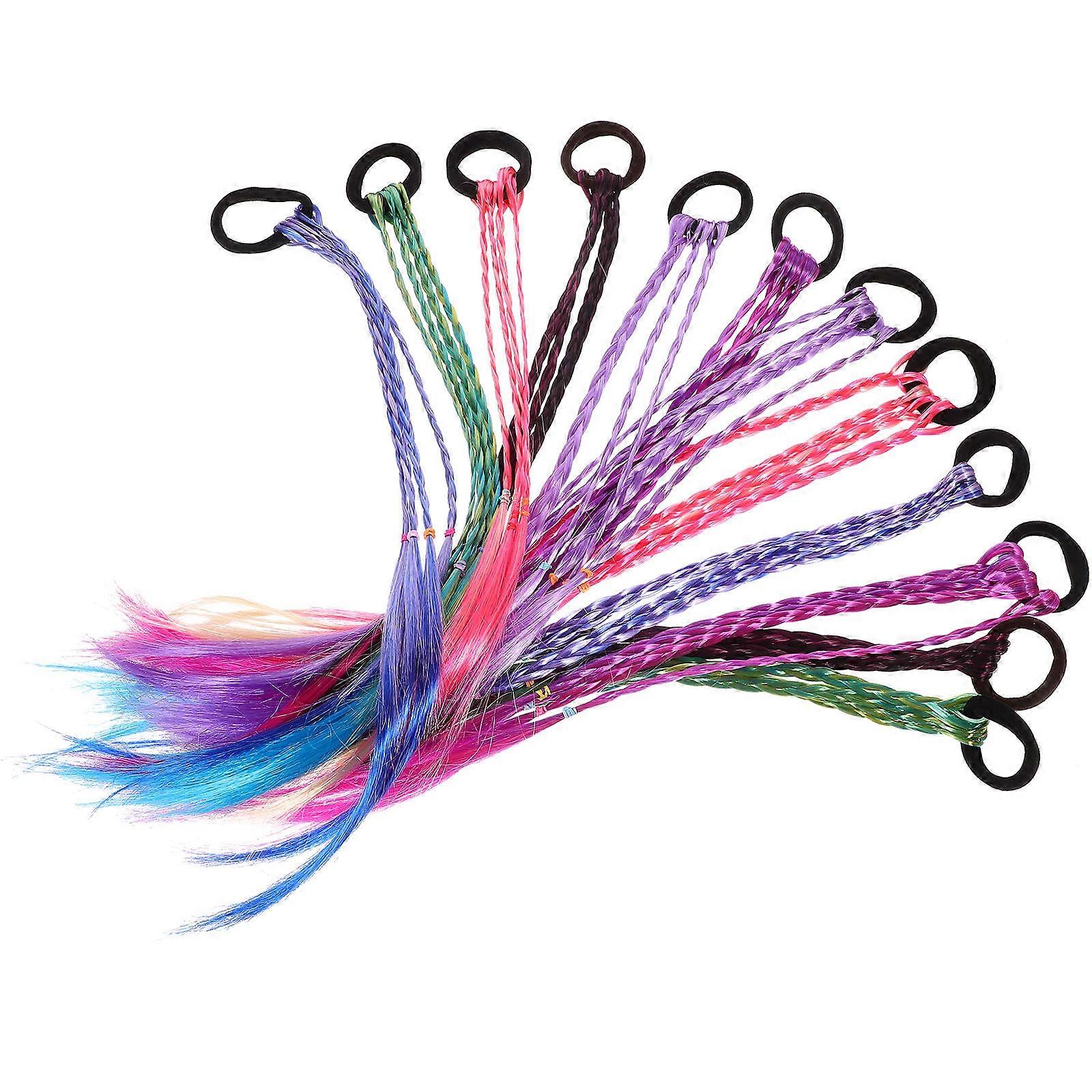 Colorful Synthetic Braid Ponytail Extensions for Decoration 12Pcs Set