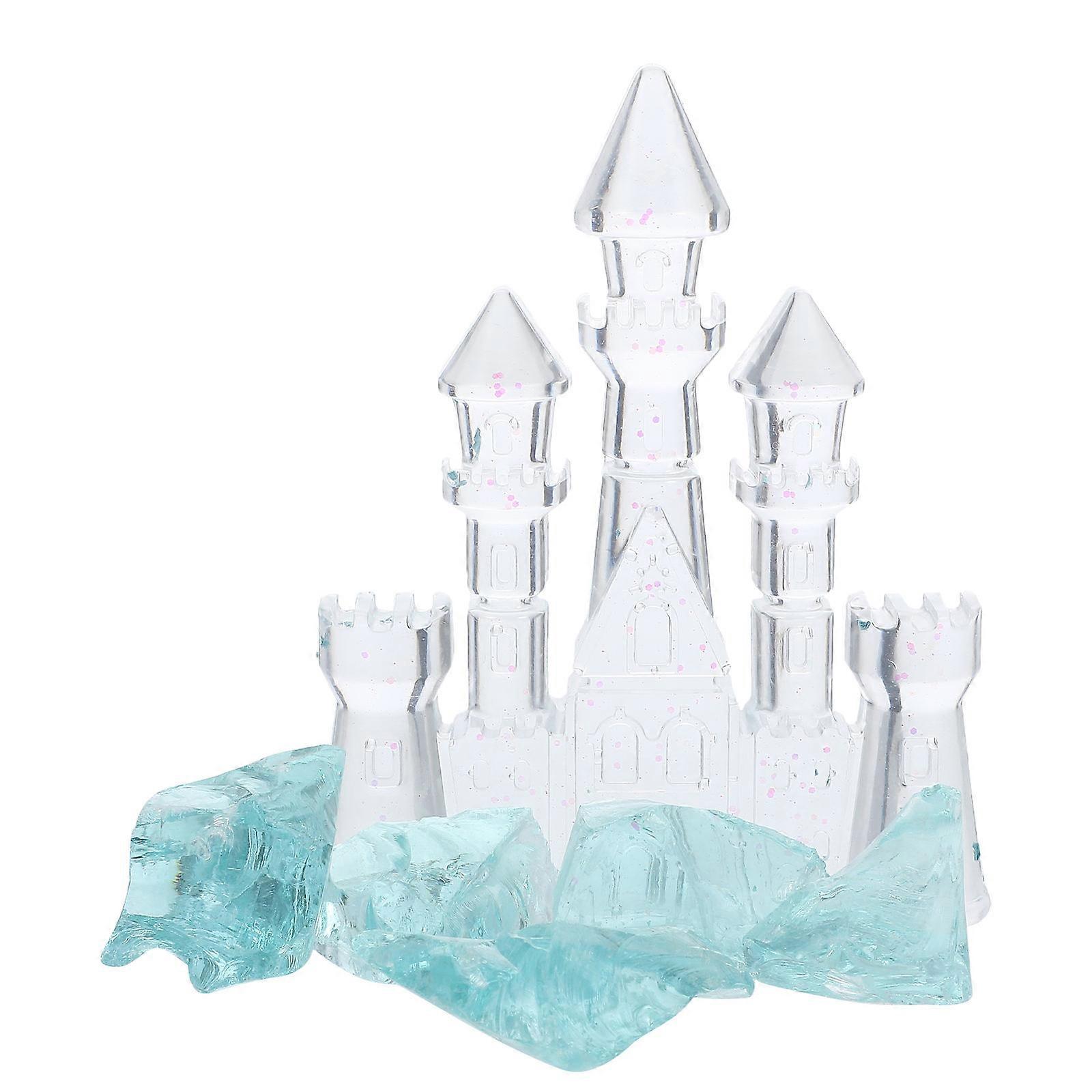Decorative Artificial Castle 4Set Rectangular Base Miniature Castle Ornaments Aquarium Setup Enhancing Freshwater Environment Glass Decor