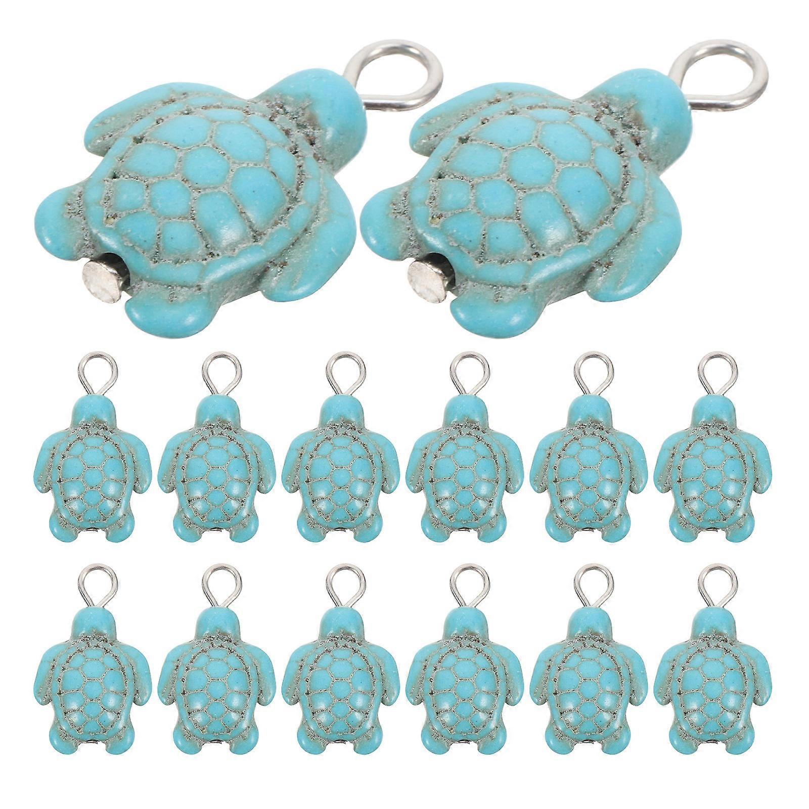 Green Turquoise Turtle Beads For Handmade Jewelry Craft Enthusiasts Ideal For Bracelets Necklaces Keychains 80Pcs Symbolizing Good Luck