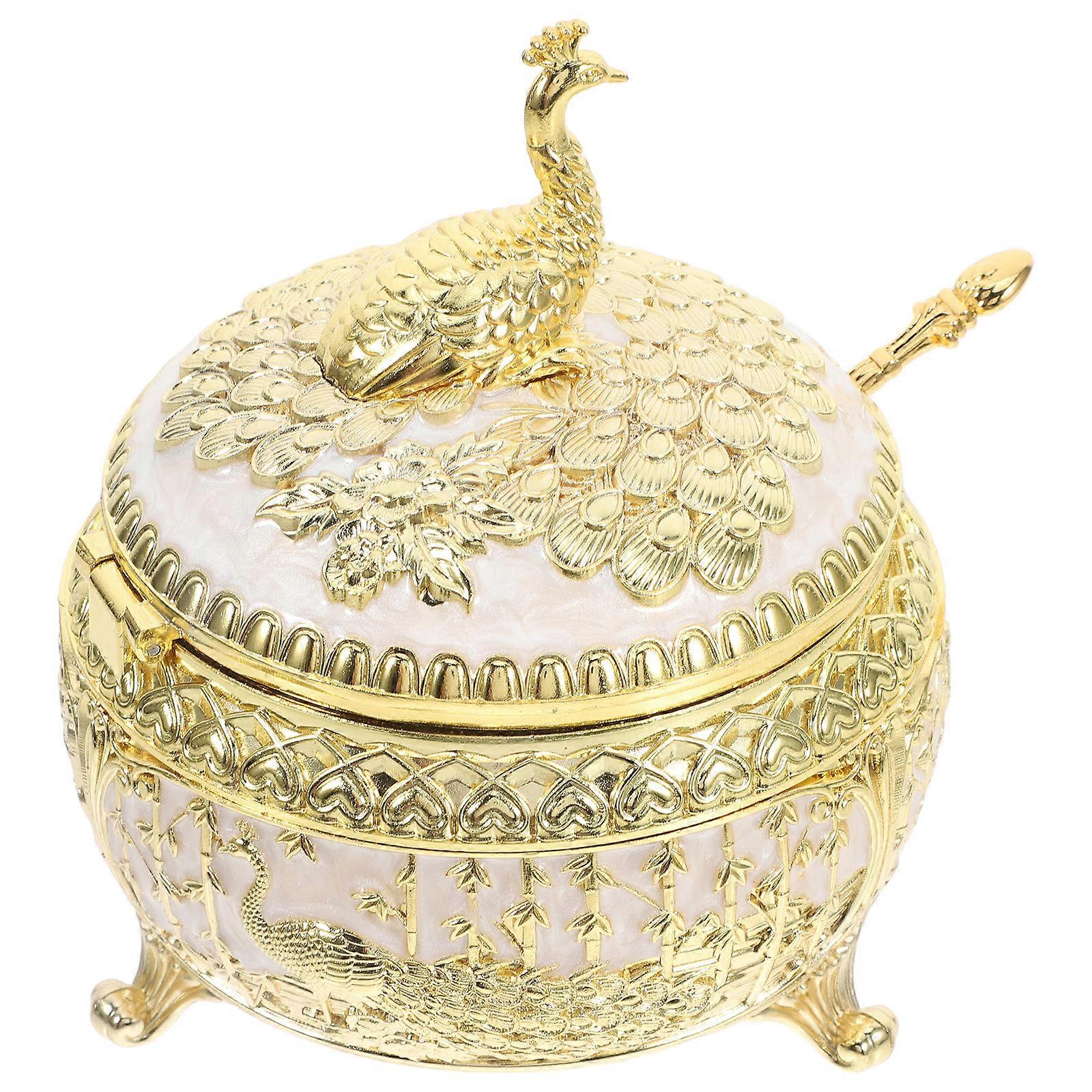 Multi-Color Zinc Alloy Sugar Jar Set For Dining Room Decor 5.3X9.4X4.7in Elegant Storage Solution 2Pcs