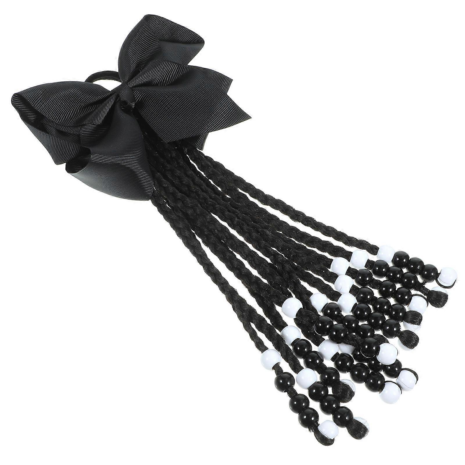 Durable Braided Wig Ponytail For Dance Performances Children With Beaded Bowknot 1Pack