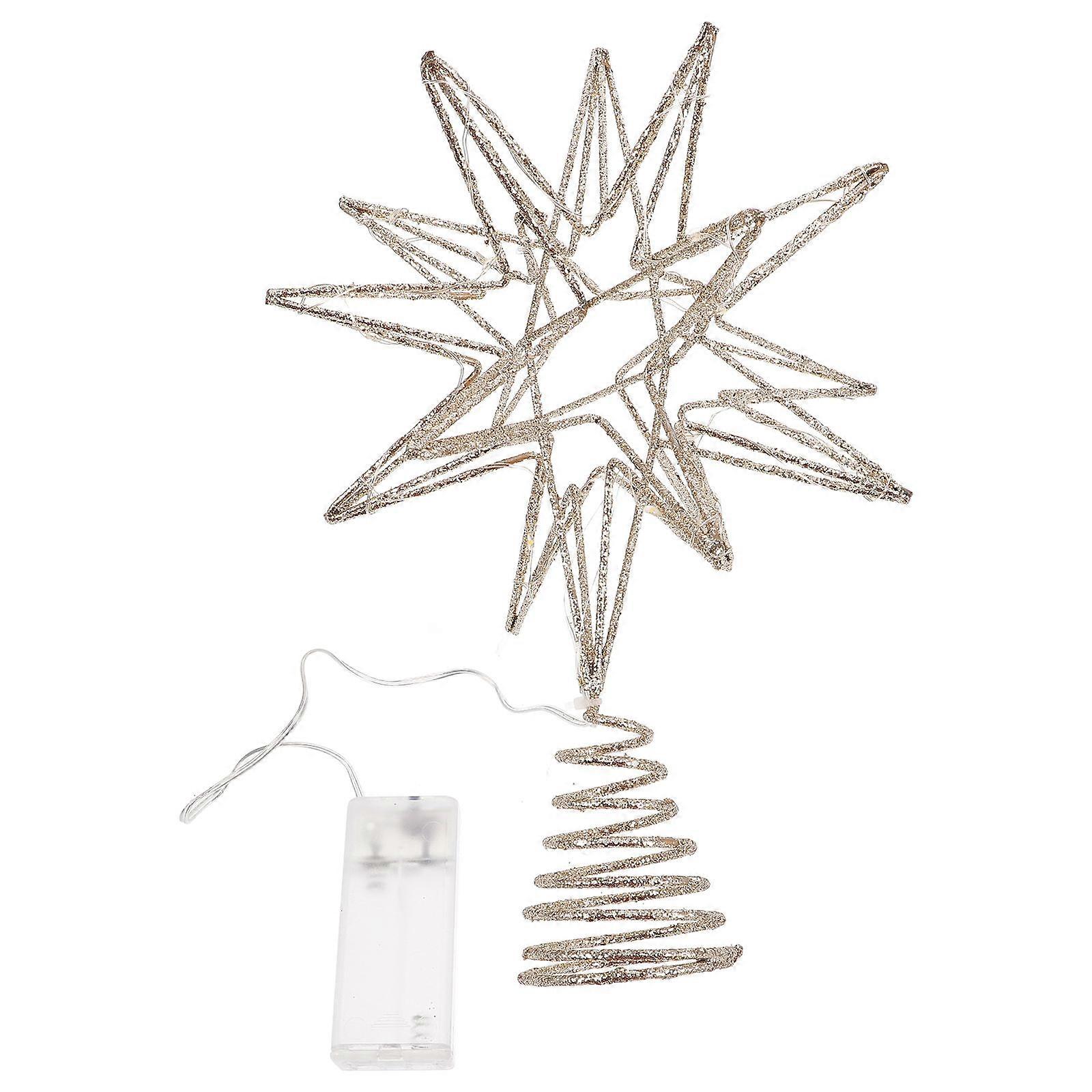 Sparkling Star Tree Topper With Led Lights For Christmas Tree Holiday Decor 11 Inch Multi Color Metal Design 1Pack