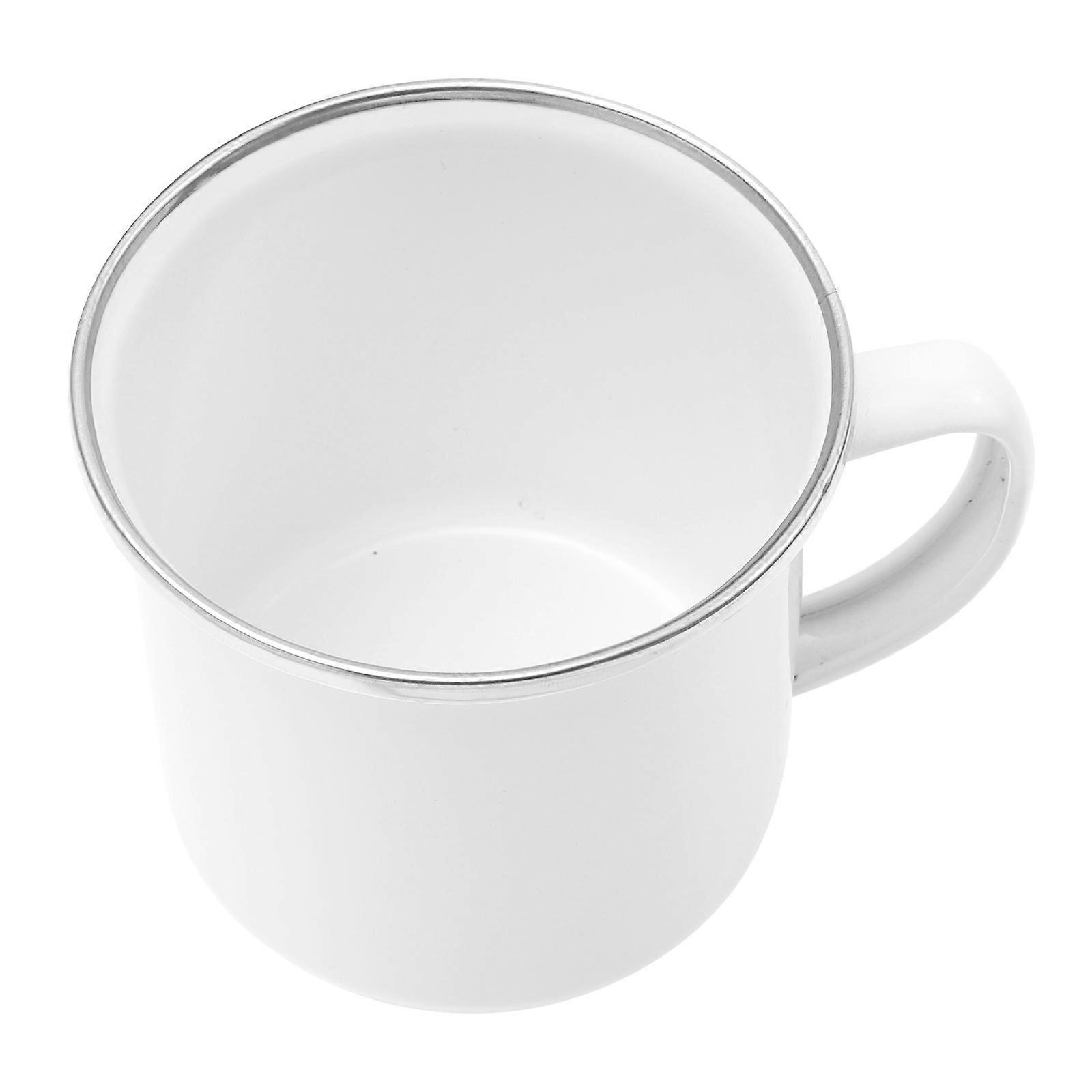 Classic Enamel White Mug Designed For Tea Coffee Home Use 10.5X8.5Cm Beverage Storage 1Pc