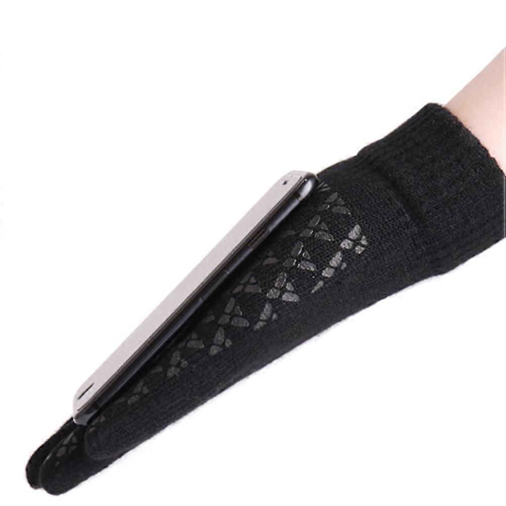 Knitted Gloves Man Screen Touch Gloves for Warm Keep 3Pairs Black