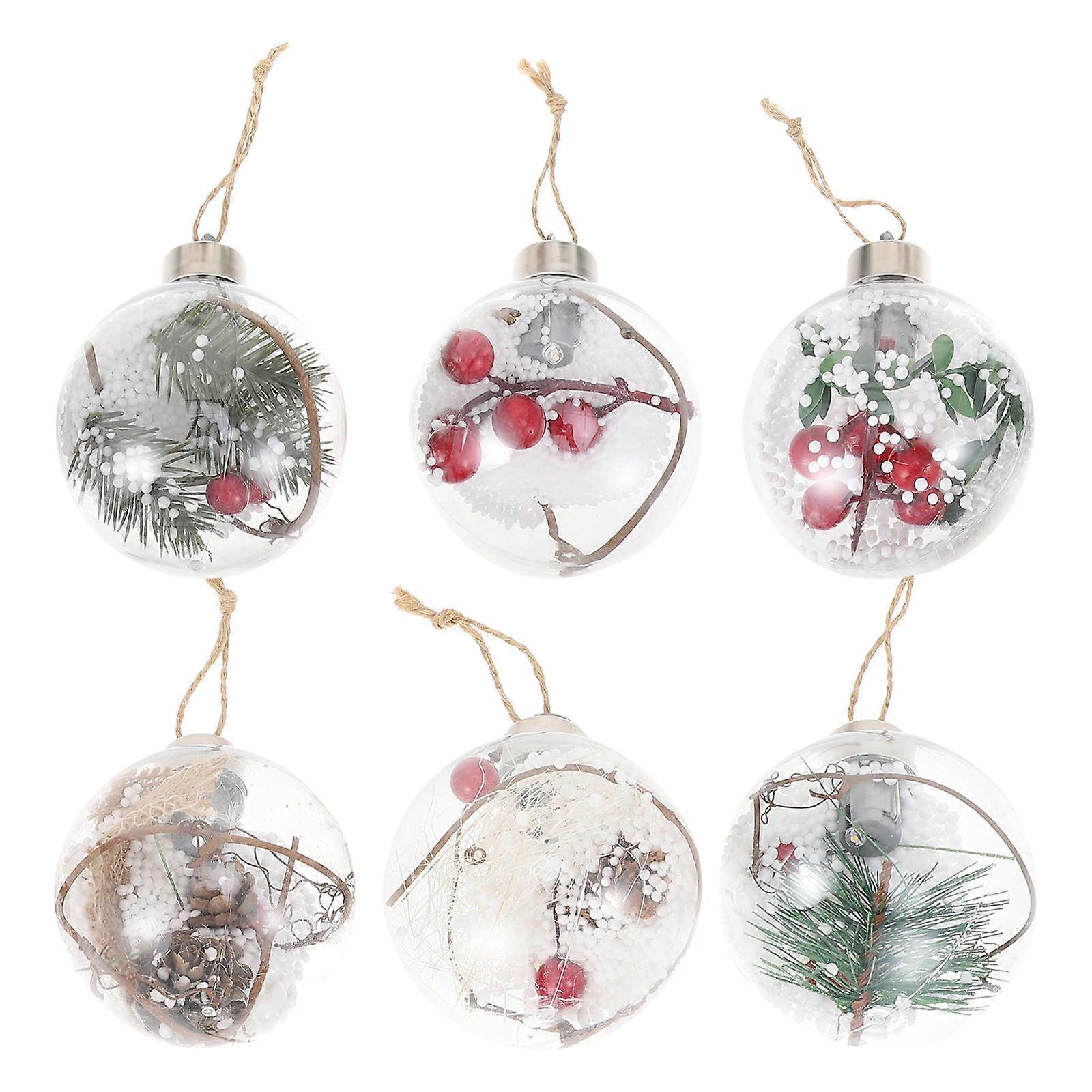Christmas Ornaments 6Pcs Transparent Xmas Balls Round Shape Ideal For Anniversaries 10X7X7CM Glowing Decoration