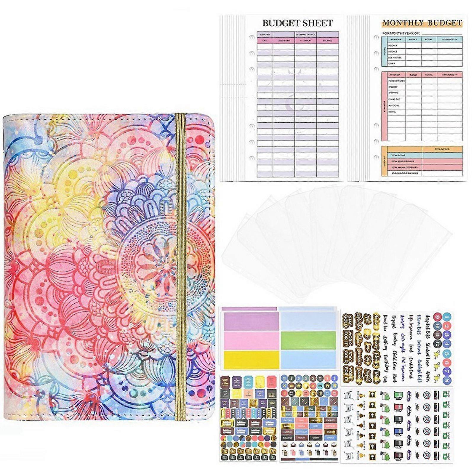 1Set A6 Budget Binder, Budget Binder With Zipper Envelopes,Money Planner Folder, Money Organizer for Cash, A6 Binder,C