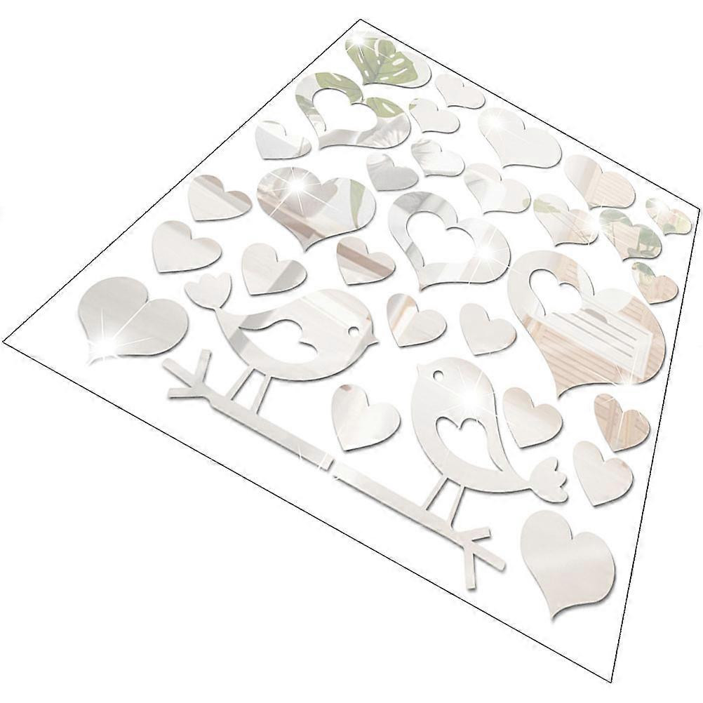 4Pcs Heart Mirror Surface Wall Stickers Ideal For Children's Room And Classroom 30x30cm