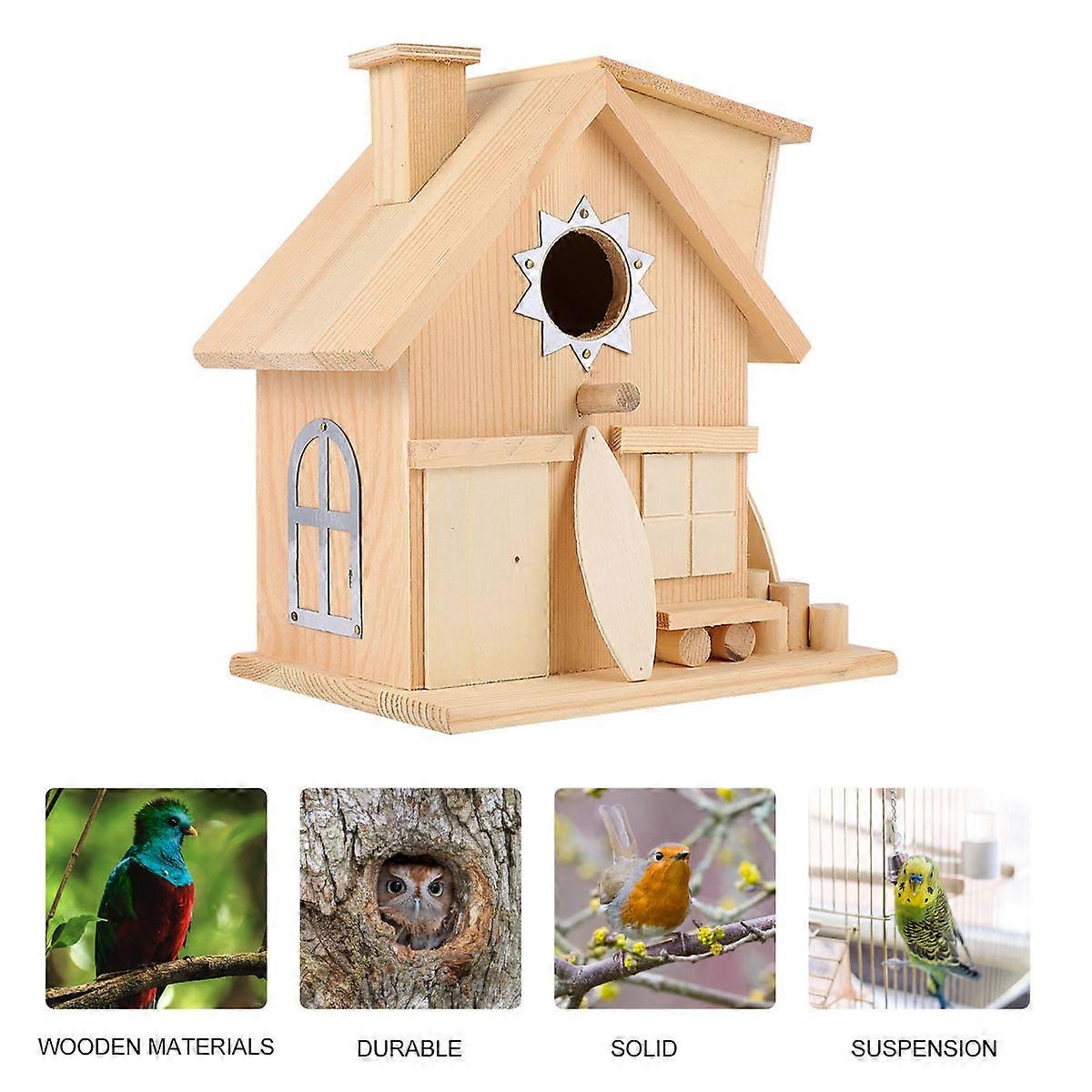 Wood Bird Box For Hanging Outside Ornamental Bird House Designed For Birds Nest 1Pack