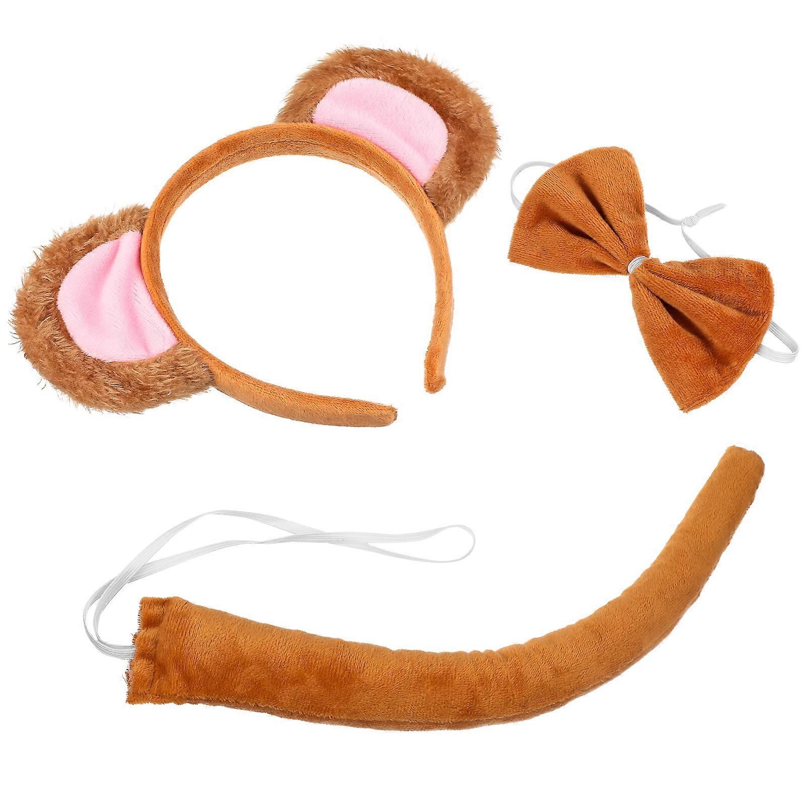 Monkey Animal Headband Tail Set for Decoration with Bow Tie 1Set