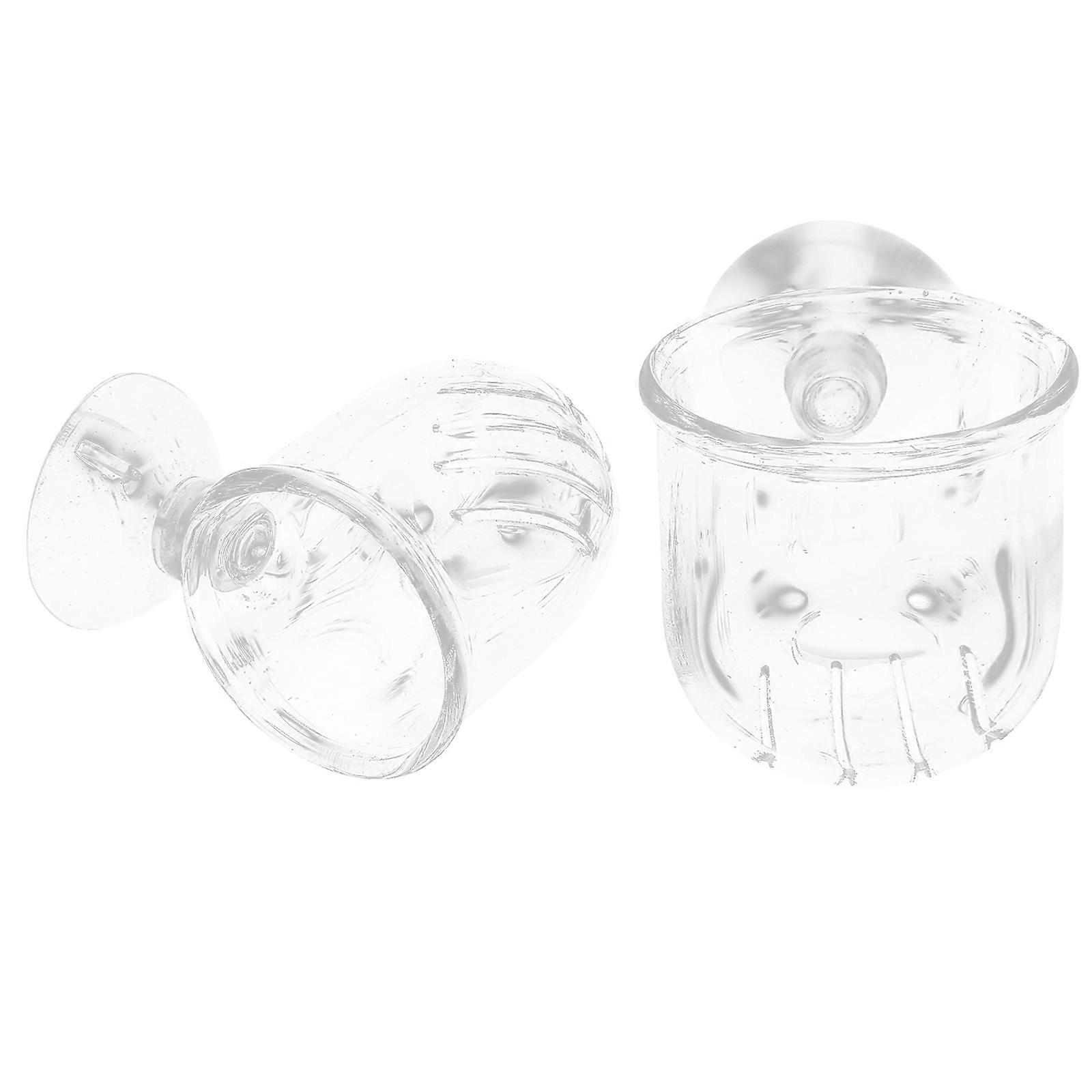 Glass Feeding Cup Fish Feeder for Red Worms Feeding 4Pcs Transparent Set