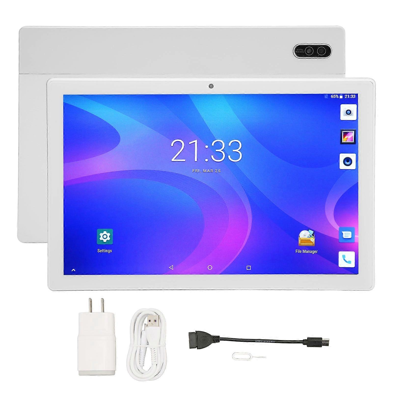 10 Inch Tablet 8 Core Processor 8GB 256GB 2.4G 5G WIFI for Android 11 8MP 13MP 1920x1200 IPS 8800mAh Silver Tablet 100240V US Plug