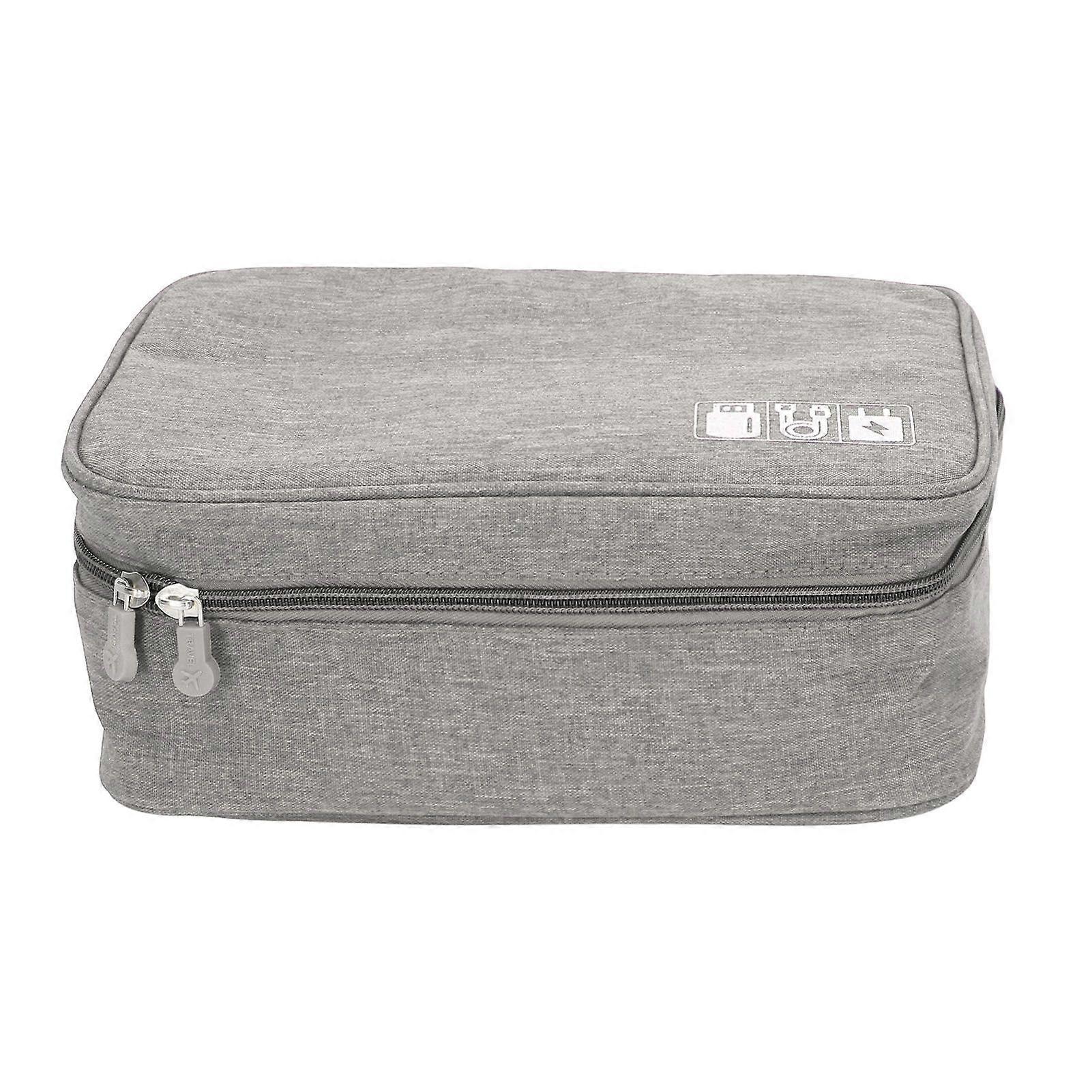 Data Cable Charger Bag Large Capacity Portable Electronic Accessory Storage Case for Mobile HDD Laptop Power Cord Gray