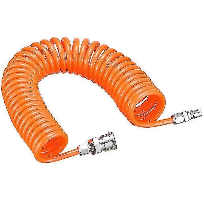 1pc 6m Air Hose Compressed Air Hose Retractable Pu Pneumatic Hose Recoil Air Hose Double End Pneumatic Compressor Tool