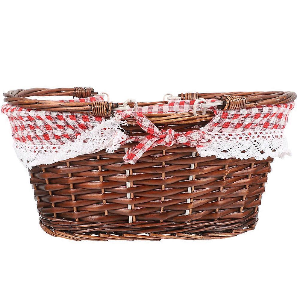 Woven Picnic Basket with Handle for Storage 2Pcs Set