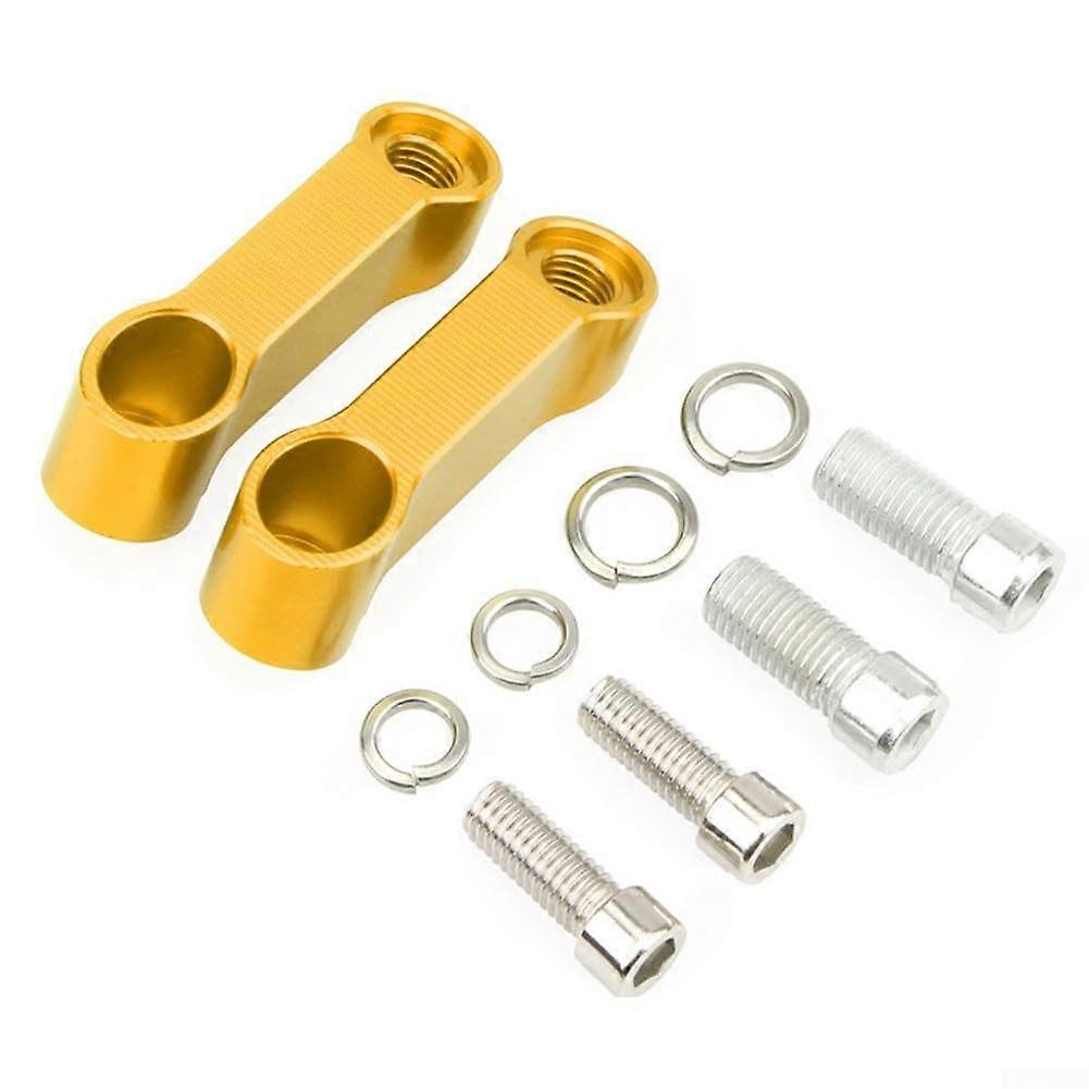 Motorcycle Rearview Mirror Extension Bracket Adapter Aluminum Alloy Mount Kit Gold Screws Included Fits Most Motorbikes