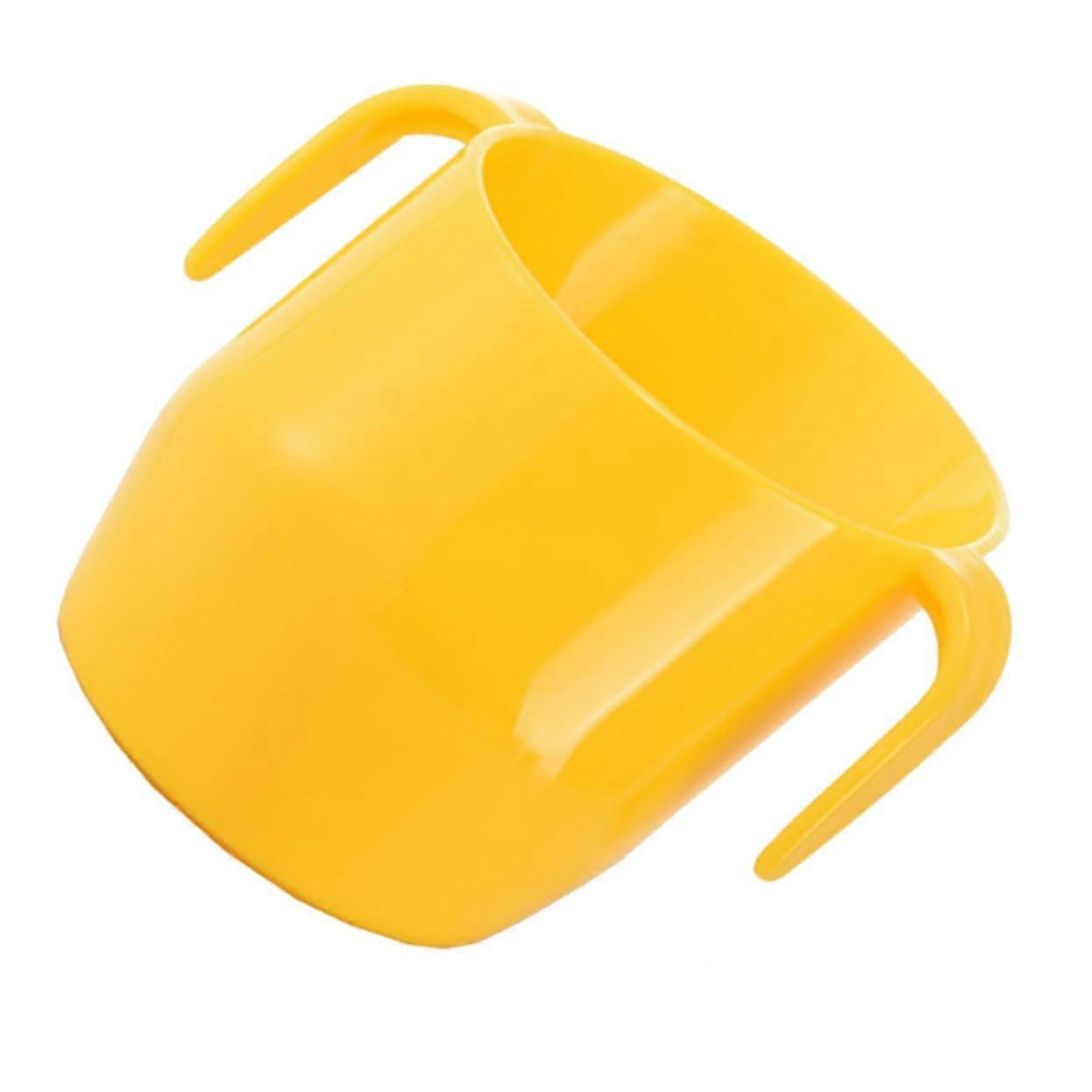 Portable Training Cup With Double Handles And Ergonomic Slanted Spout Lemon Yellow Drinking Mug