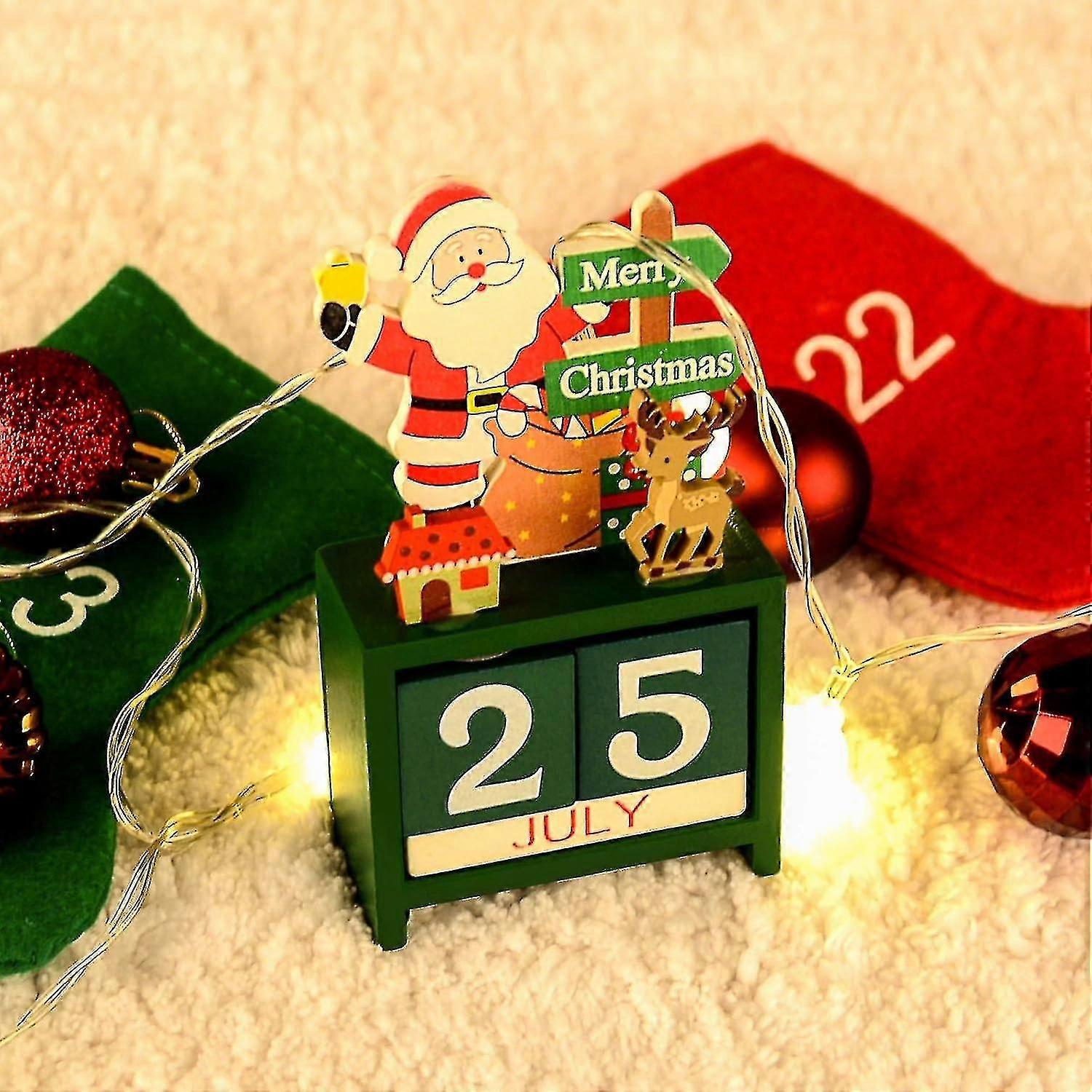 Wooden Christmas Advent Calendar With Blocks, Christmas Advent Calendar, Table Calendars For Christmas, Holidays, Home, Office, Decoration,BLm