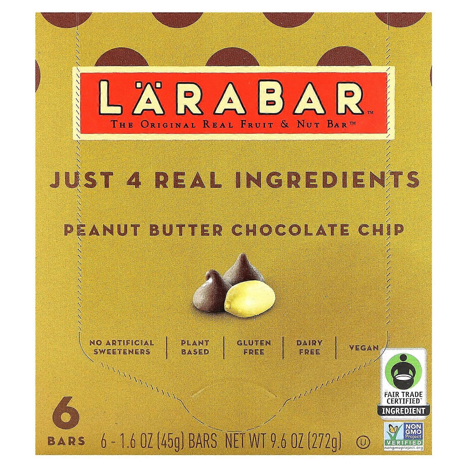 The Original Real Fruit & Nut Bar, Peanut Butter Chocolate Chip, 6 Bars, 1.6 oz (45 g) Each