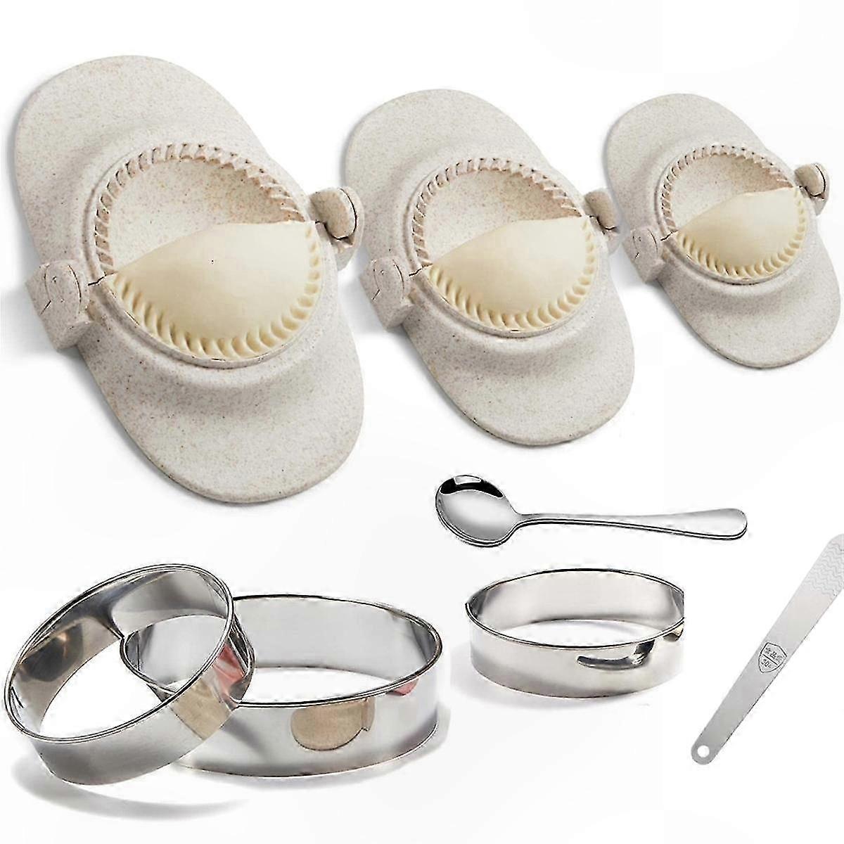 6-Inch Jumbo Dumpling Maker Set with Dough Cutter for Empanadas, Pierogi, and Pastries