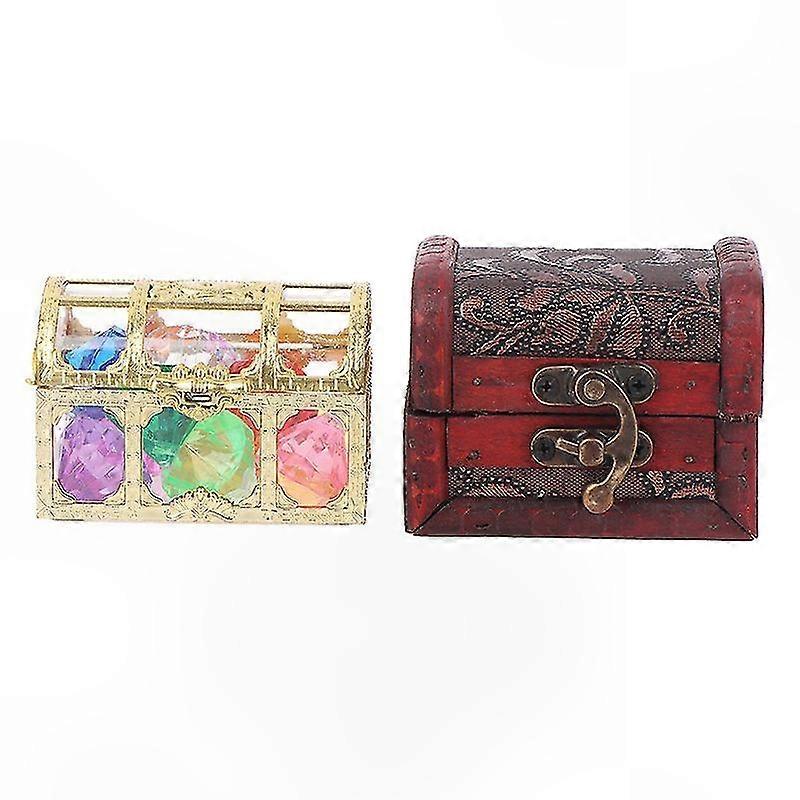 Colorful Diving Gem Pool Toy Set with 10 Diamonds and Treasure Pirate Box for Swimming