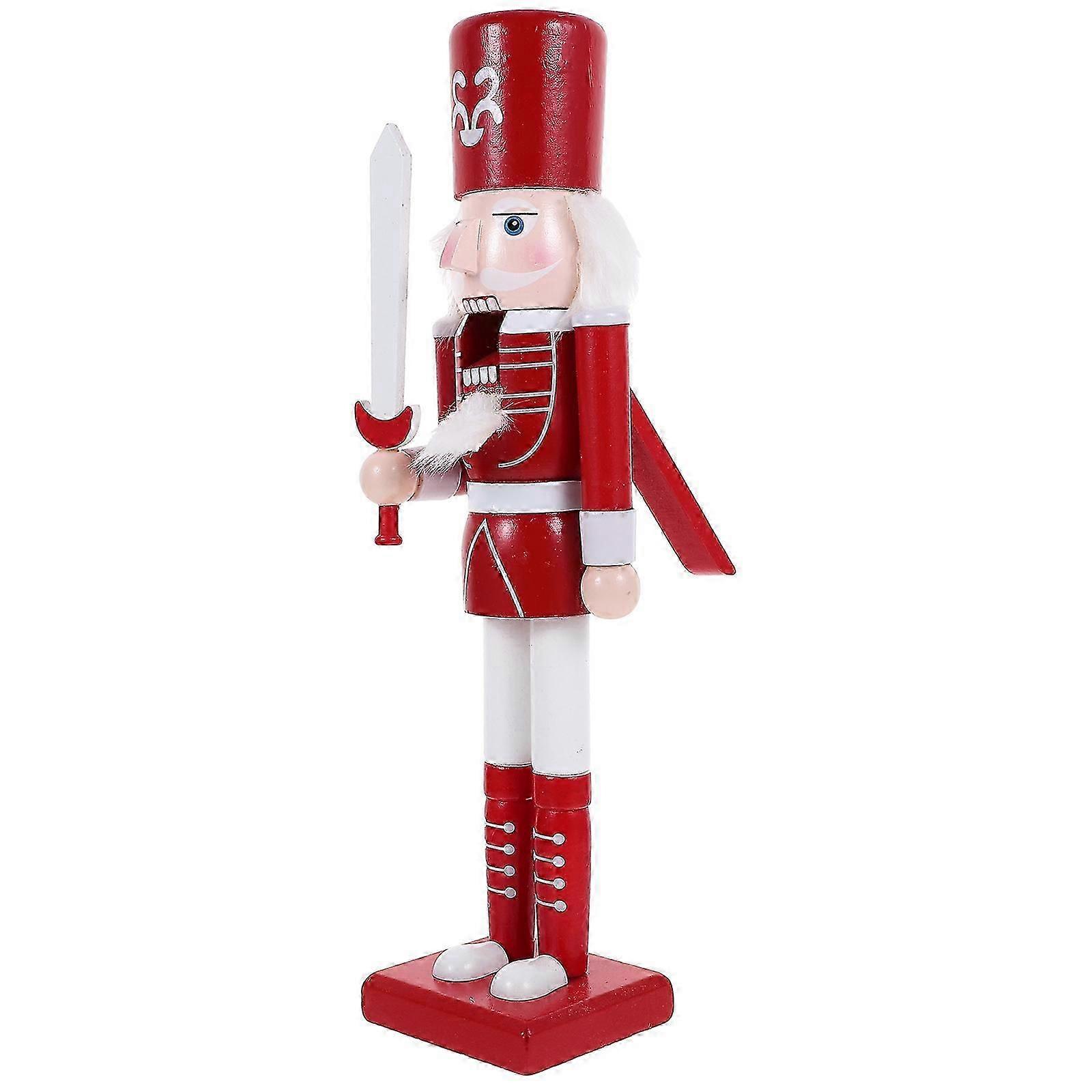 Christmas Nutcracker Decoration Wooden Nutcracker Figure Tabletop Cartoon Nutcracker Ornament