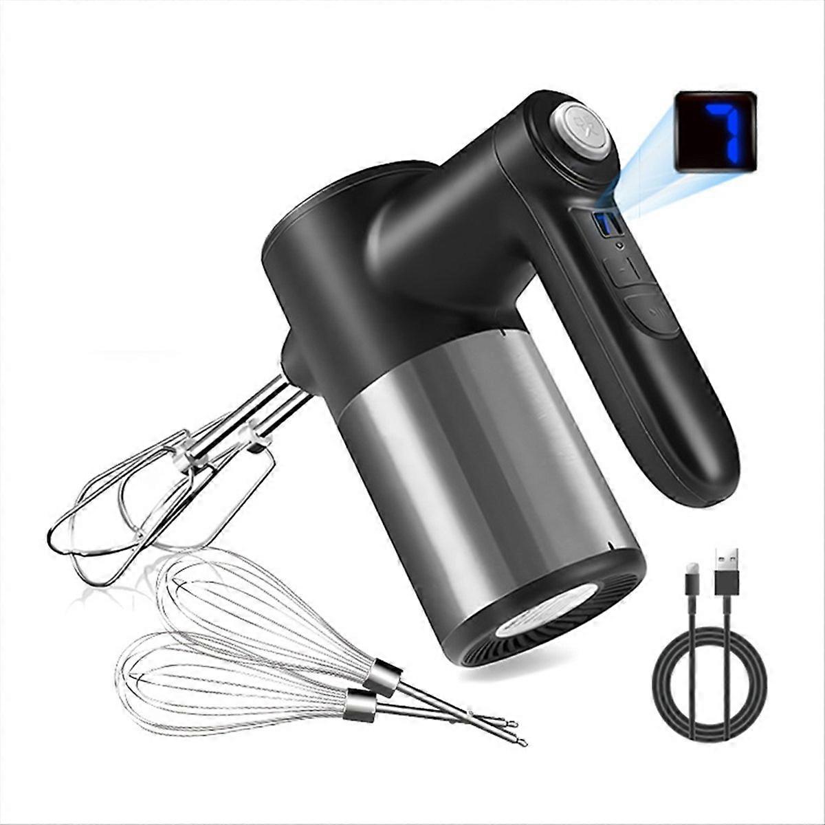 Cordless Hand Mixer,Digital Display 7 Speed Rechargeable Electric
