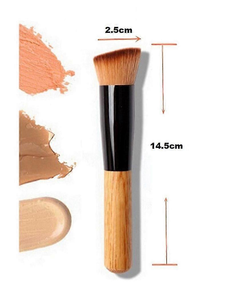 Makeup Brush Tool Flat Angled Wooden Liquid Foundation Powder Contour Bronzer