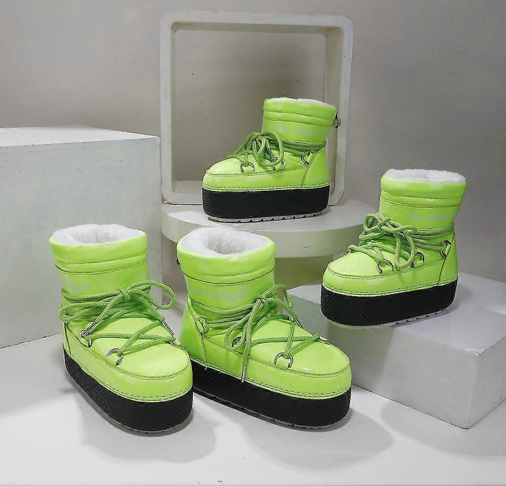 Kids Parent-Child Snow Boots Bright Color Ski Thick Sole Women's Moon Boots Waterproof Anti-Slip Space Boots