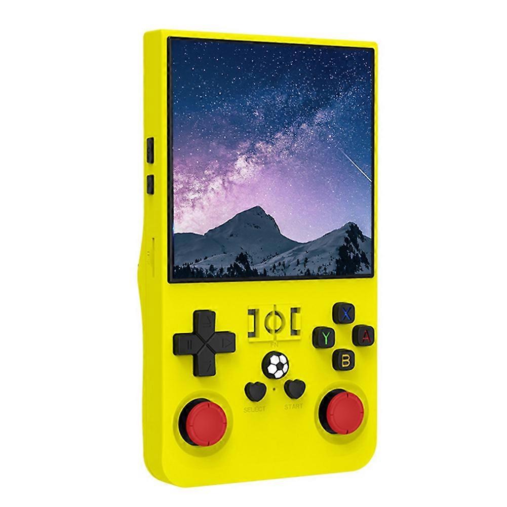 R36MAX Retro Game Console 128GB 4.0 Inch IPS Screen Portable Handheld Video Player Preloaded Games Yellow
