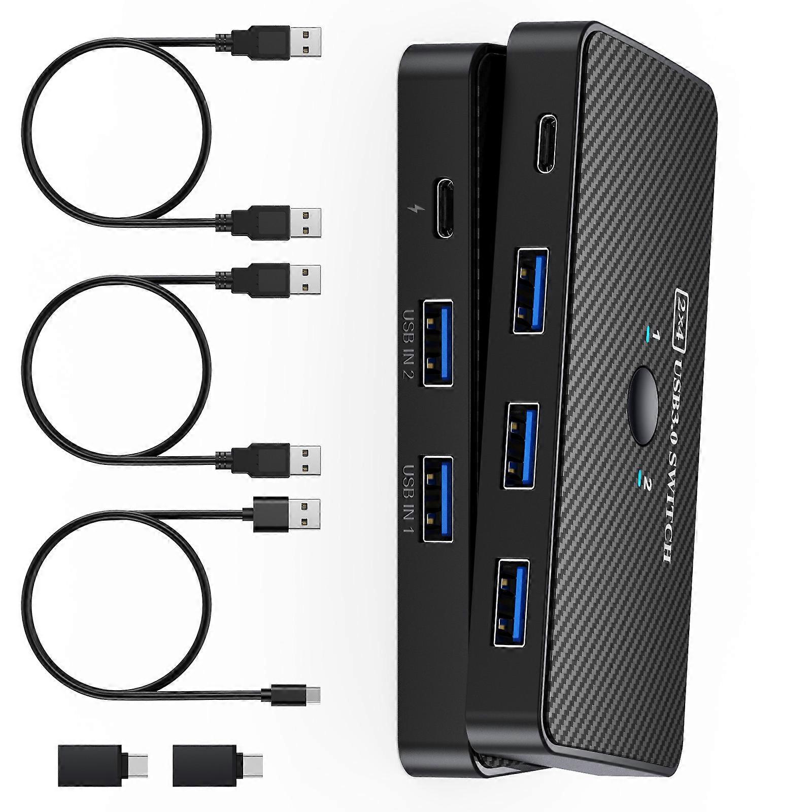 MultiDevice USB Hubs USB3.0 Switching For Double PC Connectivity Instantly Plugs and Play Operation Office Home Essential Multicolor