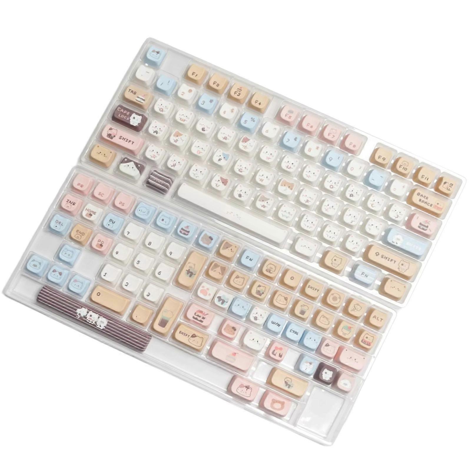 PBT Keycaps Sea Salt Kitten Pattern, 140PCS Keycap Set Heat Sublimated for Mechanical Keyboard Customization Keycaps Only Multicolor