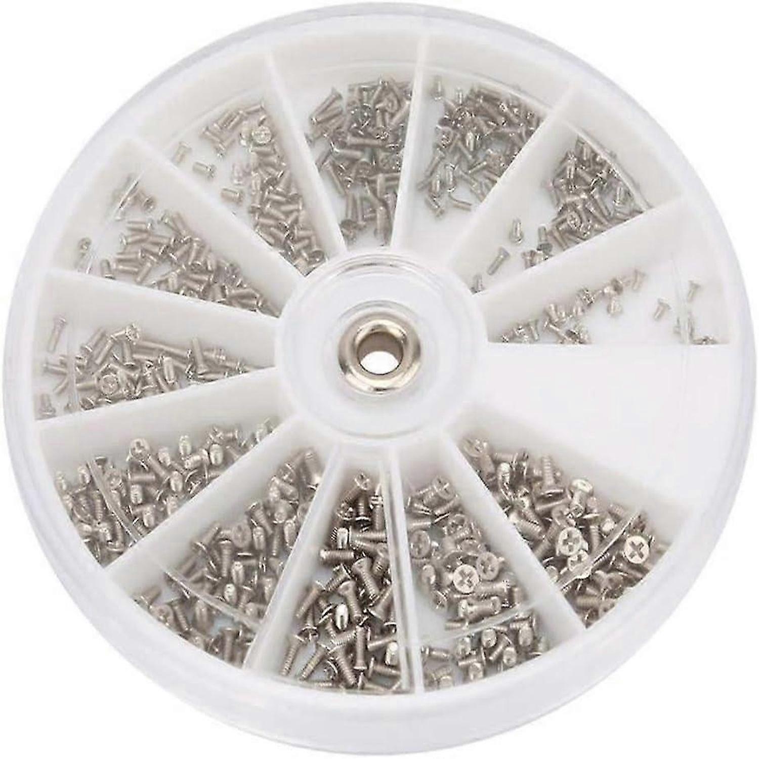 600pcs Mini Cross Flat Head Screws M1/M1.2/M1.4/M1.6 Stainless Steel Countersunk Head Screws for Glasses Watches Phone