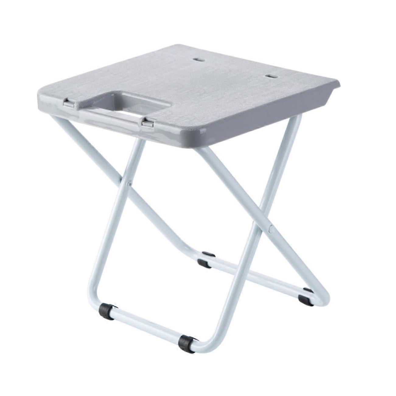 Folding Stool Portable Foldable Chair For Train Home Outdoor Use Small Size Grey Lightweight