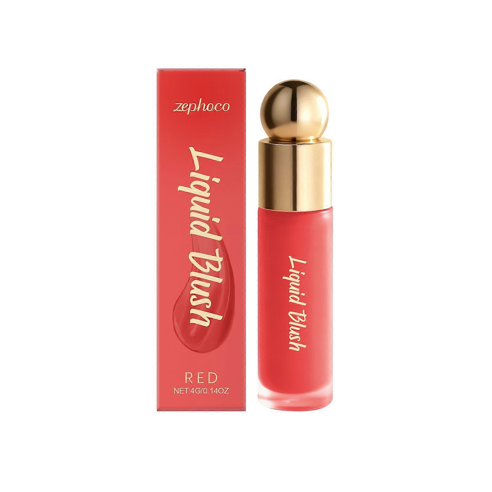 Zephoco Red Moisturizing Liquid Blush Natural Makeup Feeling Blush Cheek Color Rendering Easy Blooming Atmosphere Feeling Makeup No Score