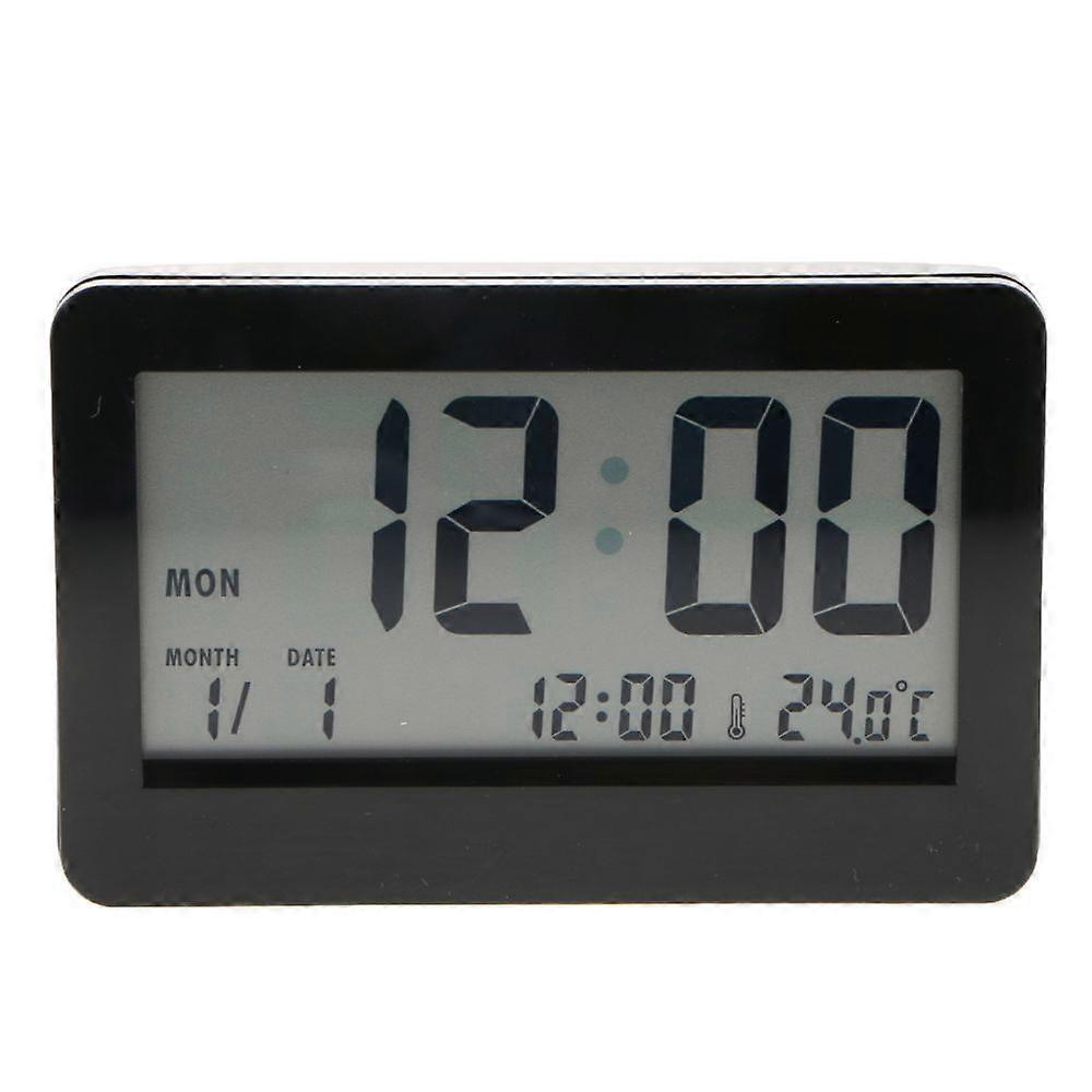 Large LCD Digital Calendar Alarm Clock Temperature Snooze Table Clock Black
