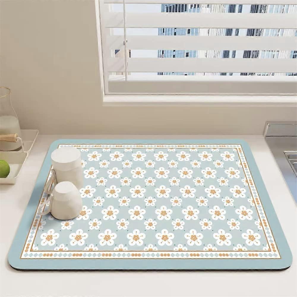 Kitchen Drainer Mat Super Absorbent Quick Dry Non Slip for Coffee Machine Sink 30x40cm Blue