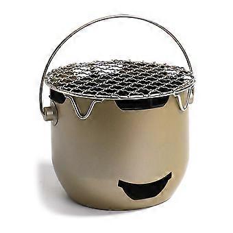 Fogão pequeno de carbono para camping, churrasco doméstico, estrutura em aço inoxidável, ideal para uso seguro em ambientes internos e externos, piqueniques e festas. Cor rosa.