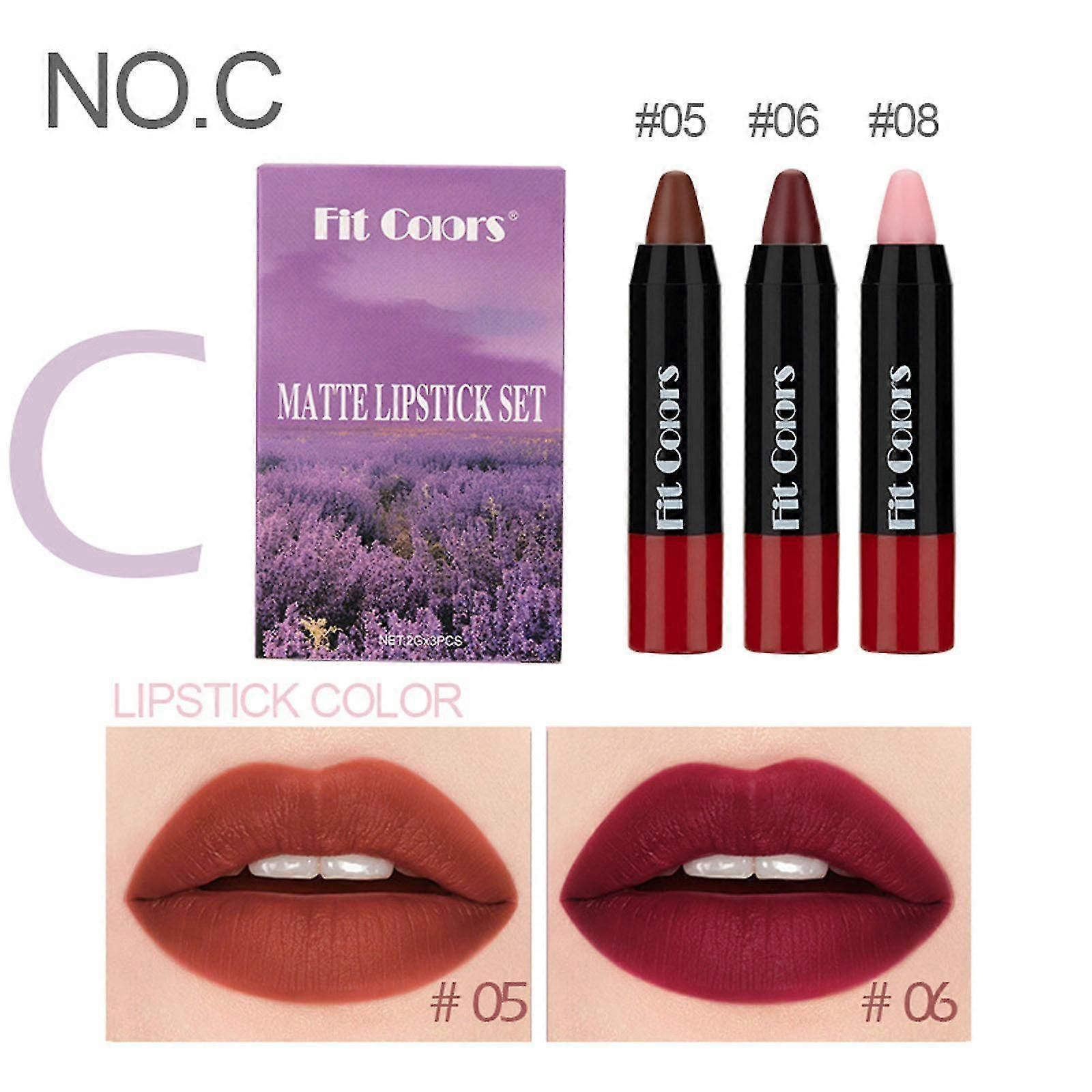 Lipstick Pen Set Of 3,semi-matte Non-drying And Easy-to-color Lipstick Set Of 3
