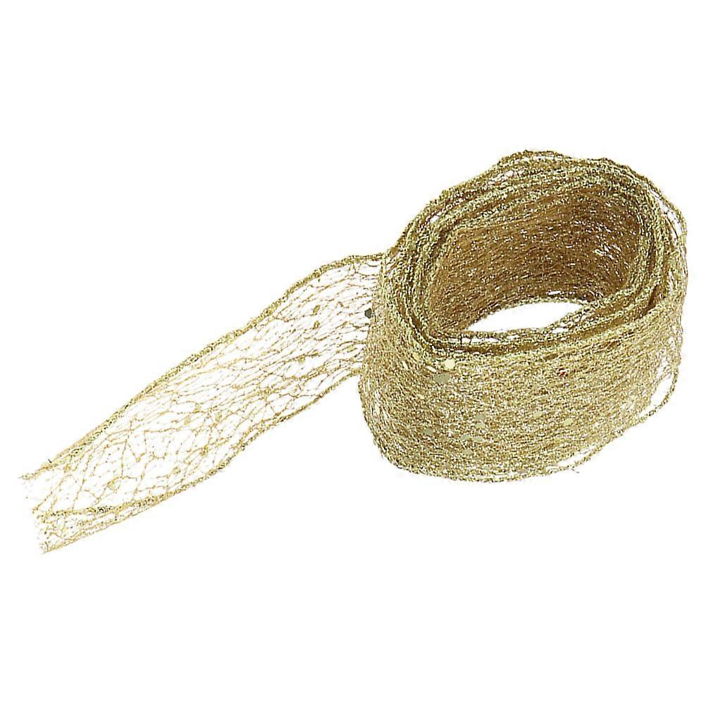 Golden Mesh Ribbon for Craft Projects 1 Roll of Sparkling Wired Ribbon