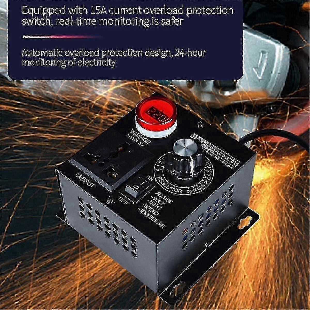 4000W Voltage Regulator Portable Speed Adjustable Voltage Regulator Compact Variable Voltage Controller EU Plug Walkbee 4595 B