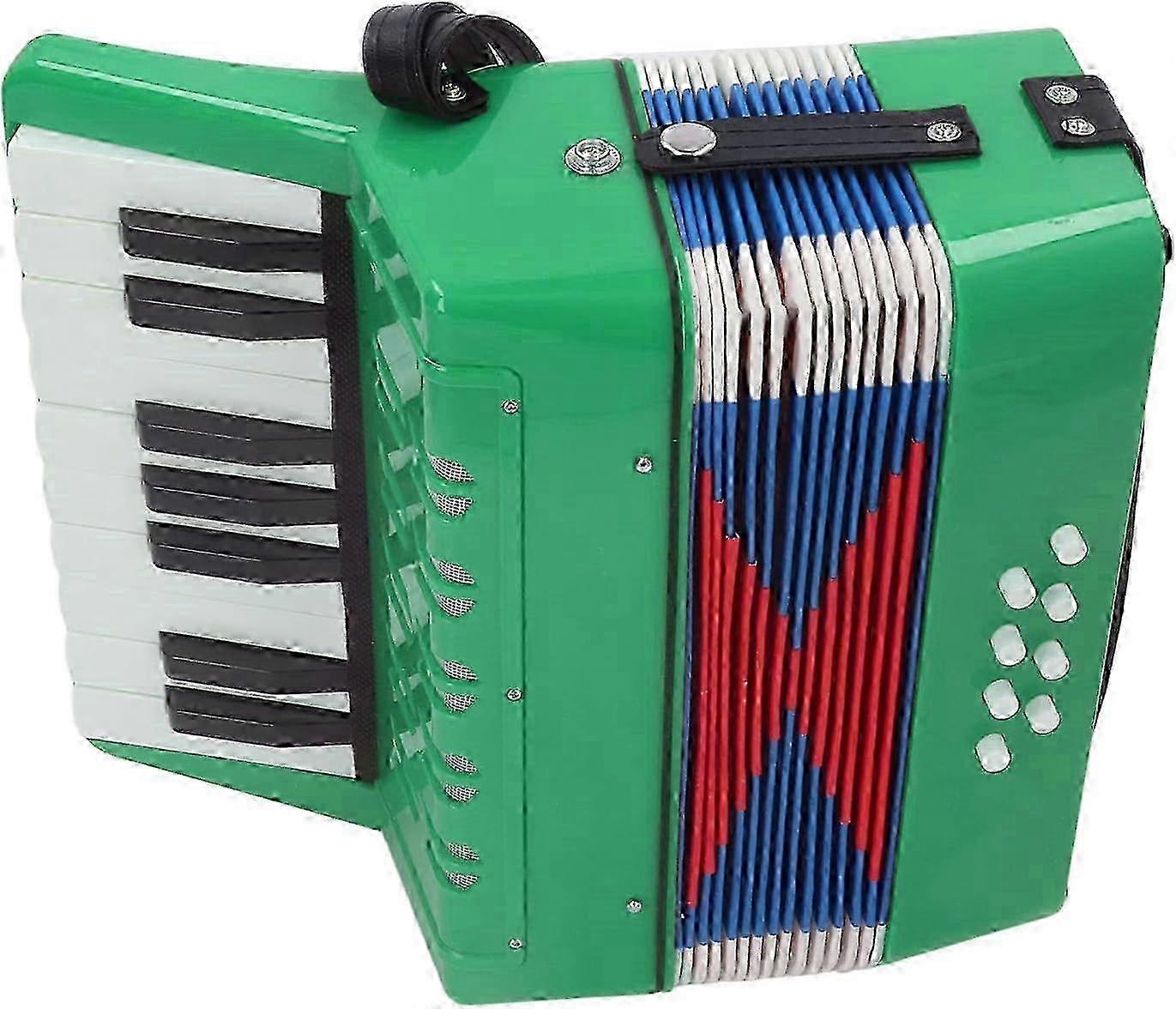 Focket Accordion, 17 Keys 8 Bass Entry Level Piano Accordion, Keys ABS with Retractable Strap, Professional Portable Musical Instrument Gift for Begin