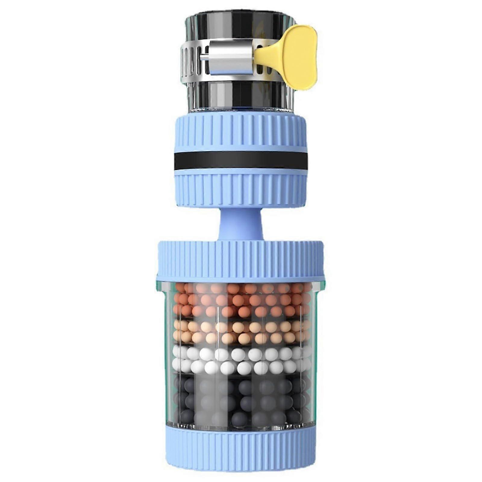 Faucet Water Filter 6 Layer Tap Purifier 360° Rotating Splashproof Aerator for Kitchen Bathroom Blue