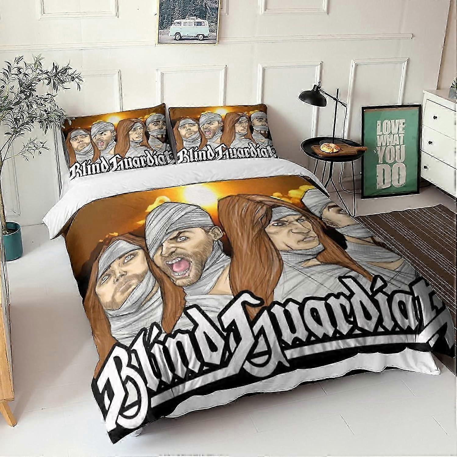 طقم مفروشات غطاء لحاف Blind Guardian ، ستوكات معدن ثقيل روك فرقة ثلاث قطع مع أغطية لحاف أكياس وسادة 135 * 200 سم