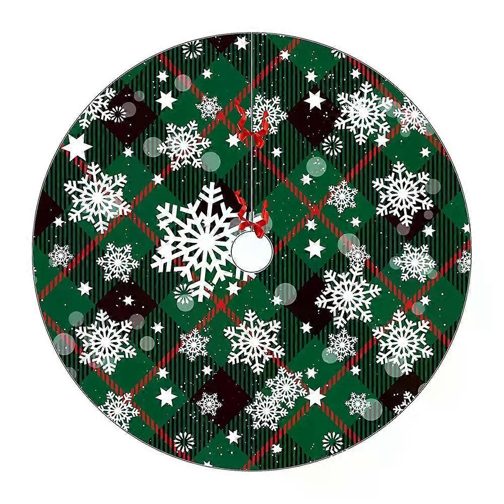 Red Swirl Design Christmas Tree Skirt Material Flowers Pattern Xmas Tree Mat Polyester Fabric Round Shape Tree Base Cover