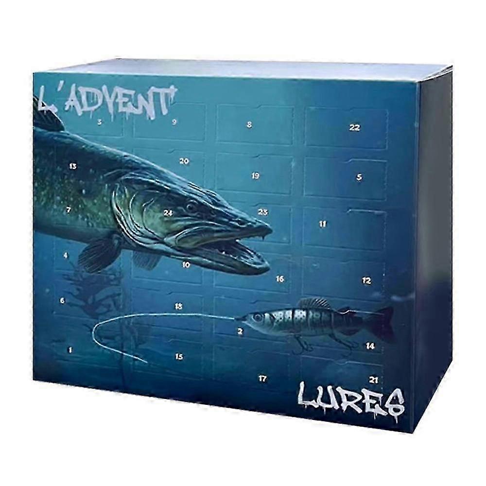 تقويم صيد الأسماك - العد التنازلي لعيد الميلاد لمدة 24 يومًا مع مجموعة أدوات الصيد والطُعم هدية للأب