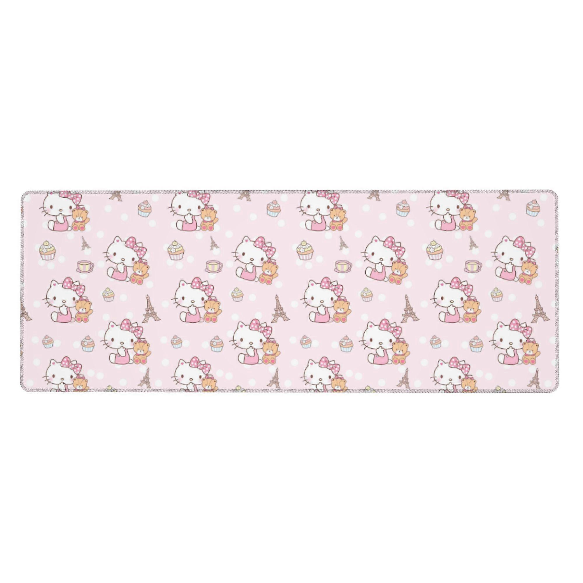 Hello Kitty Extra Large Rubber Keyboard Pad Square Waterproof Desk Pad Suitable for Desktop Decoration Desk Accessories 12x31.5in (Horizontal)