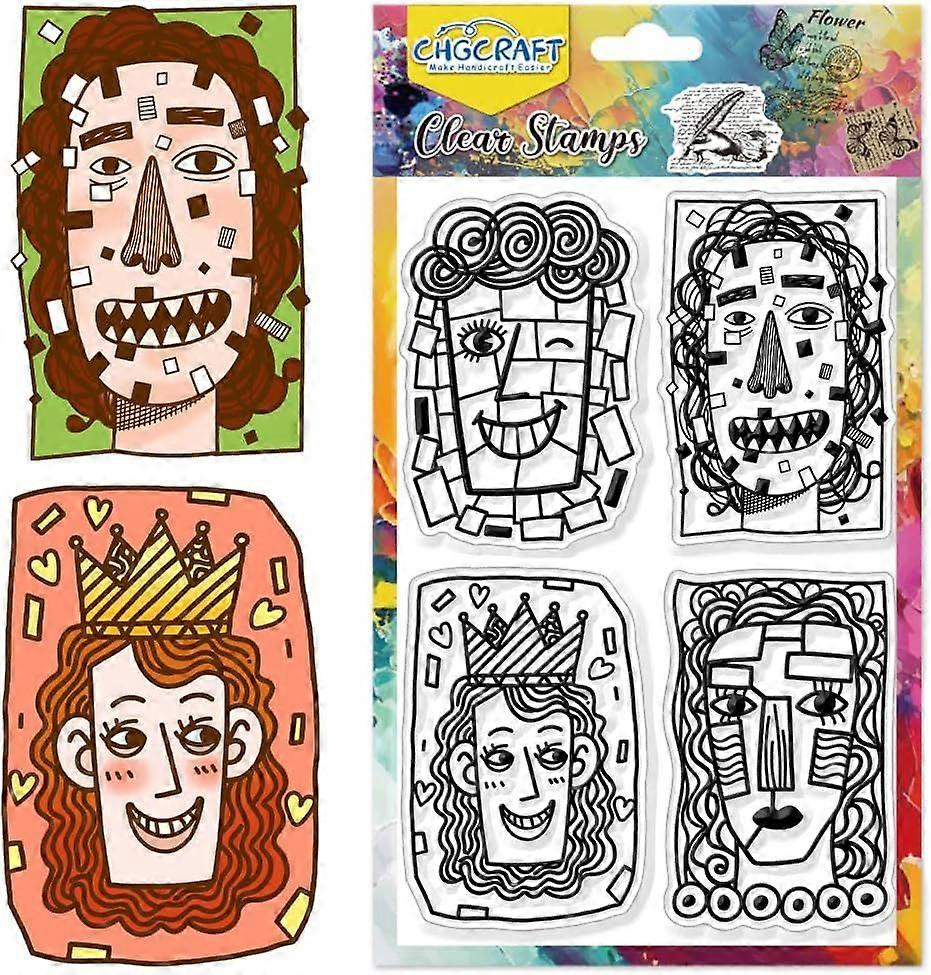 Graffiti Characters Pattern Clear Stamps Transparent Funny Abstract Faces Silicone Stamp Seal for DIY Scrapbooking and Card Making Paper Craft Decor 6