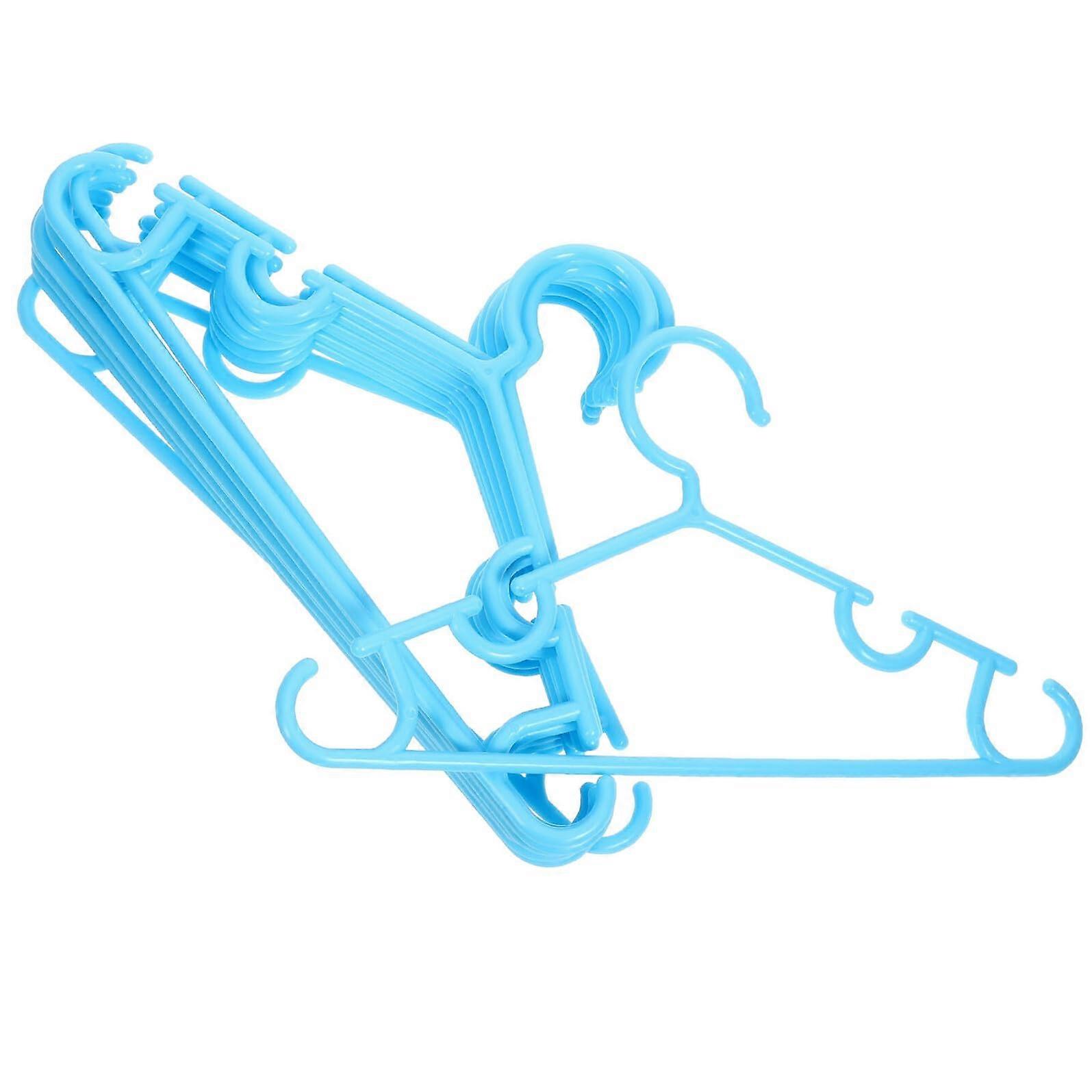 10pcs NonSlip Plastic Clothes Hangers SpaceSaving for Baby Nursery and Small Garments Wet or Dry Use Bright Blue