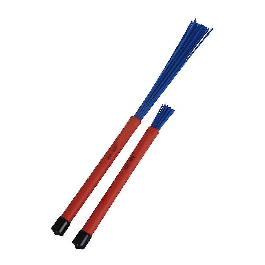 2 Pack Drum Wire Brushes with Rubber Handles for Jazz, Acoustic Drummer Performance, Blue